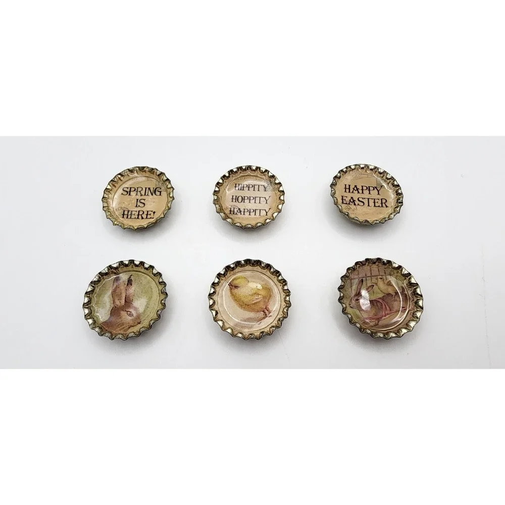 Primitives By Kelly Bottle Cap Magnets Vintage Easter‎